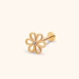 14k gold daisy tragus earring dainty cartilage piercing stud front view