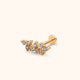 14k gold double row tragus earring statement cartilage stud front view