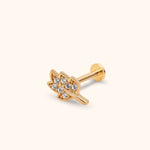 14k gold leaf tragus earring cartilage piercing jewelry front view