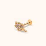 14k gold leaf tragus earring cartilage piercing jewelry front view