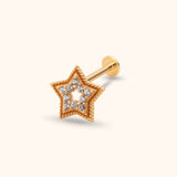 14k gold star tragus earring cartilage piercing jewelry front view