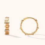 14K gold geometric baguette-style hoop earrings with pavé cubic zirconia detailing – modern huggie design for stacking or solo wear