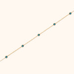 Elegant 14K gold station bracelet with blue topaz gemstones – dainty fine jewelry for women