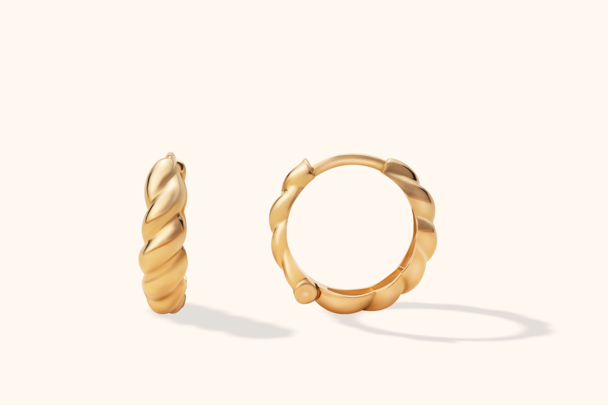 14K gold thick twisted hoop earrings – chunky bold round gold earrings for women