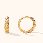 14K gold thick twisted hoop earrings – chunky bold round gold earrings for women