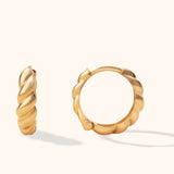 14K gold thick twisted hoop earrings – chunky bold round gold earrings for women