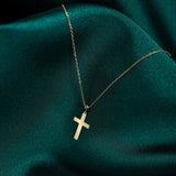 14K Gold Classic Cross Pendant Necklace - Minimalist Religious Pendant