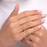 14K Gold Beaded Baguette & Round Ring – Vintage Stackable Band