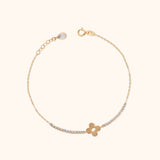 14K Gold Bracelet with Clover Charm and Diamond Accents – Lucky Dainty Jewelry