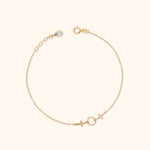 14K Gold Bracelet with Cross Charms and Textured Circle – Minimalist Faith Jewelry