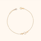 14K Gold Bracelet with Cross Charms and Textured Circle – Minimalist Faith Jewelry