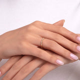 14K Gold Dainty Pavé Band – Minimalist Stacking Ring with Tiny Zircon Stones