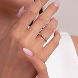 14K Gold Diamond-Shaped Rainbow Gemstone Ring – Colorful Geometric Band