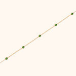 14K gold station bracelet with emerald green crystals – dainty real gold jewelry for women
