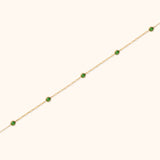 14K gold station bracelet with emerald green crystals – dainty real gold jewelry for women