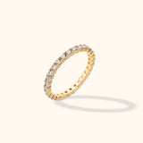 14K gold full eternity ring with brilliant-cut diamonds encircling entire band