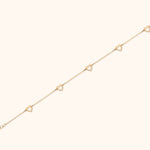 14K Gold Bracelet Featuring Open Heart Motifs – Dainty Linked Love Charm Design