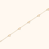 14K Gold Bracelet Featuring Open Heart Motifs – Dainty Linked Love Charm Design