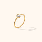 14K gold oval bezel set solitaire ring – minimalist stacking ring with oval-cut high-quality stone
