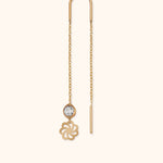 Single 14K gold threader earring with crystal and floral charm