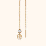 Single 14K gold threader earring with crystal and floral charm