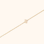 14K solid gold bracelet with letter M initial charm and paperclip chain design