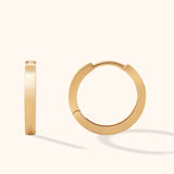 14K solid gold sleek huggie hoop earrings – unisex minimalist hoops with polished finish for everyday wear