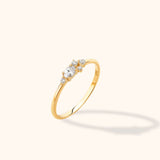 14K yellow gold oval zircon cluster ring with micro-set zircon accents, modern bridal band style