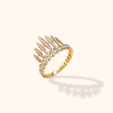 14K Yellow Gold Pear Laurel Crown Cocktail & Stackable Ring
