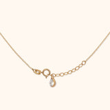 14K gold necklace extender with spring ring clasp and teardrop charm