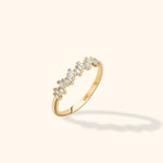 14K Gold Baguette Cluster Ring – Textured Stackable Fine Band - 10
