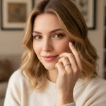 14K Gold Baguette Cluster Ring – Textured Stackable Fine Band - 6