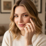 14K Gold Baguette Cluster Ring – Textured Stackable Fine Band - 6