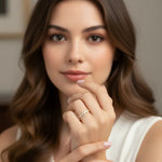 14K Gold Baguette Cluster Ring – Textured Stackable Fine Band - 7