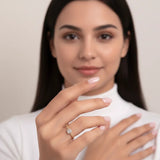 14K (585) Gold Baguette Halo Ring – Zarte Kordel-Schiene | Vintage-inspirierter Verlobungsring