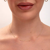 Collar de cadena con cuentas de oro macizo de 14 quilates: joyería minimalista para el día a día