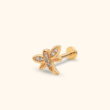 14K Solid Gold Butterfly Tragus Earring – Dainty Cartilage Piercing Jewelry - 1