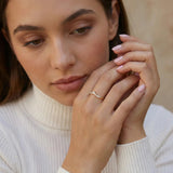 14K (585) Gold Chevron Baguette Stapelring – Geschwungener Enhancer/Kontur-Bandring | BRK2