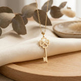 585 Gold Halskette – Schlüssel mit Kleeblatt Anhänger | Glücksbringer Schmuck