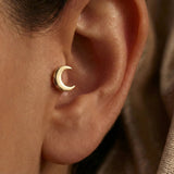 14K Massivgold Halbmond Tragus Ohrring – Himmlischer Knorpelpiercing Schmuck