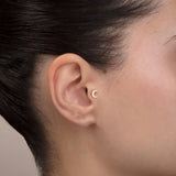 14K Massivgold Halbmond Tragus Ohrring – Himmlischer Knorpelpiercing Schmuck