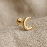 14K Massivgold Halbmond Tragus Ohrring – Himmlischer Knorpelpiercing Schmuck