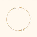 14K Gold Bracelet with Cross Charms and Textured Circle – Minimalist Faith Jewelry