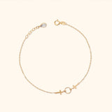 14K Gold Bracelet with Cross Charms and Textured Circle – Minimalist Faith Jewelry