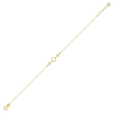 14K gold bracelet with two cross charms and a textured circular centerpiece