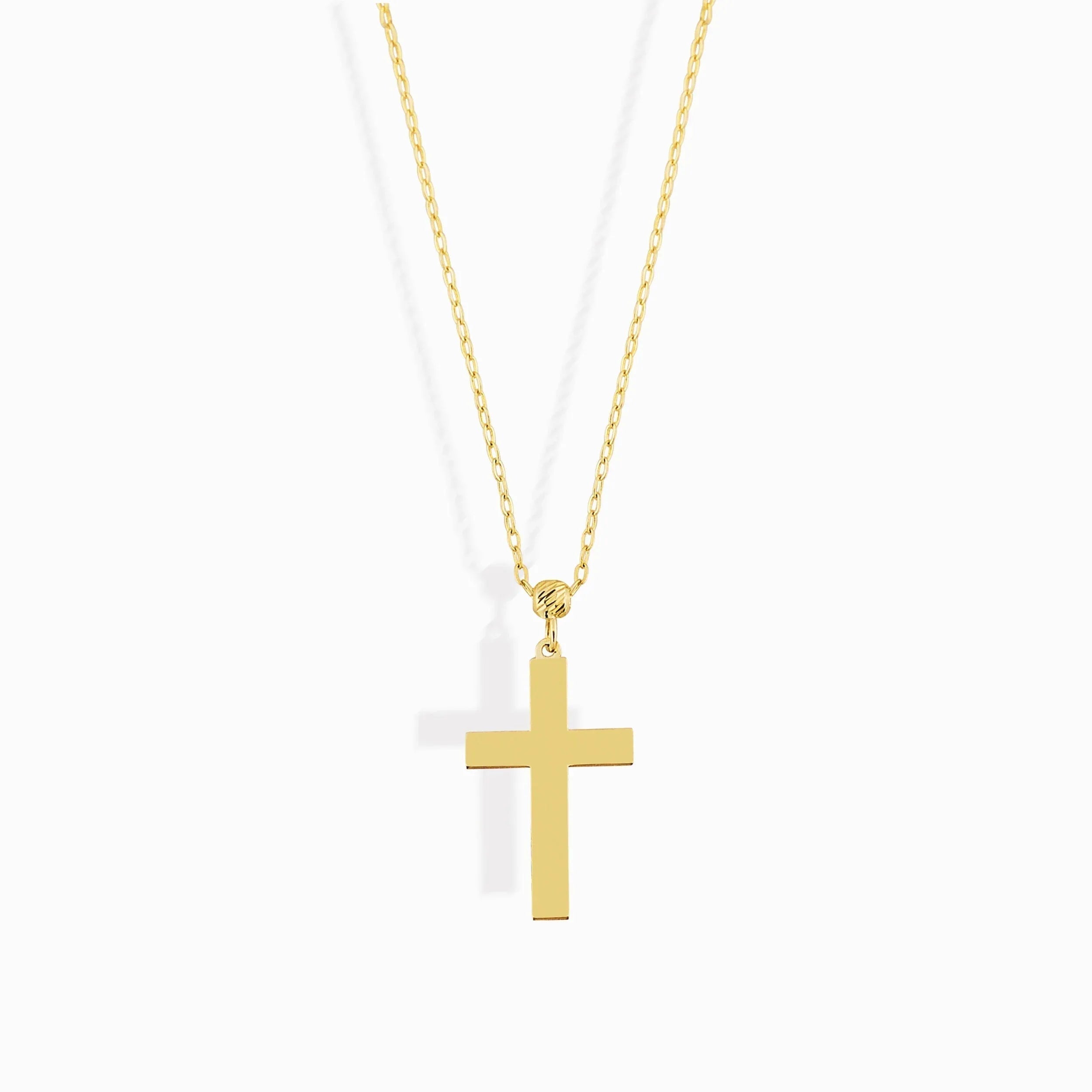 14K Gold Classic Cross Pendant Necklace - Minimalist Religious Pendant - 1