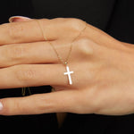 14K Gold Classic Cross Pendant Necklace - Minimalist Religious Pendant - 5