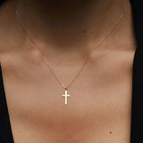 14K Gold Classic Cross Pendant Necklace - Minimalist Religious Pendant - 7