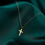 14K Gold Classic Cross Pendant Necklace - Minimalist Religious Pendant - 8