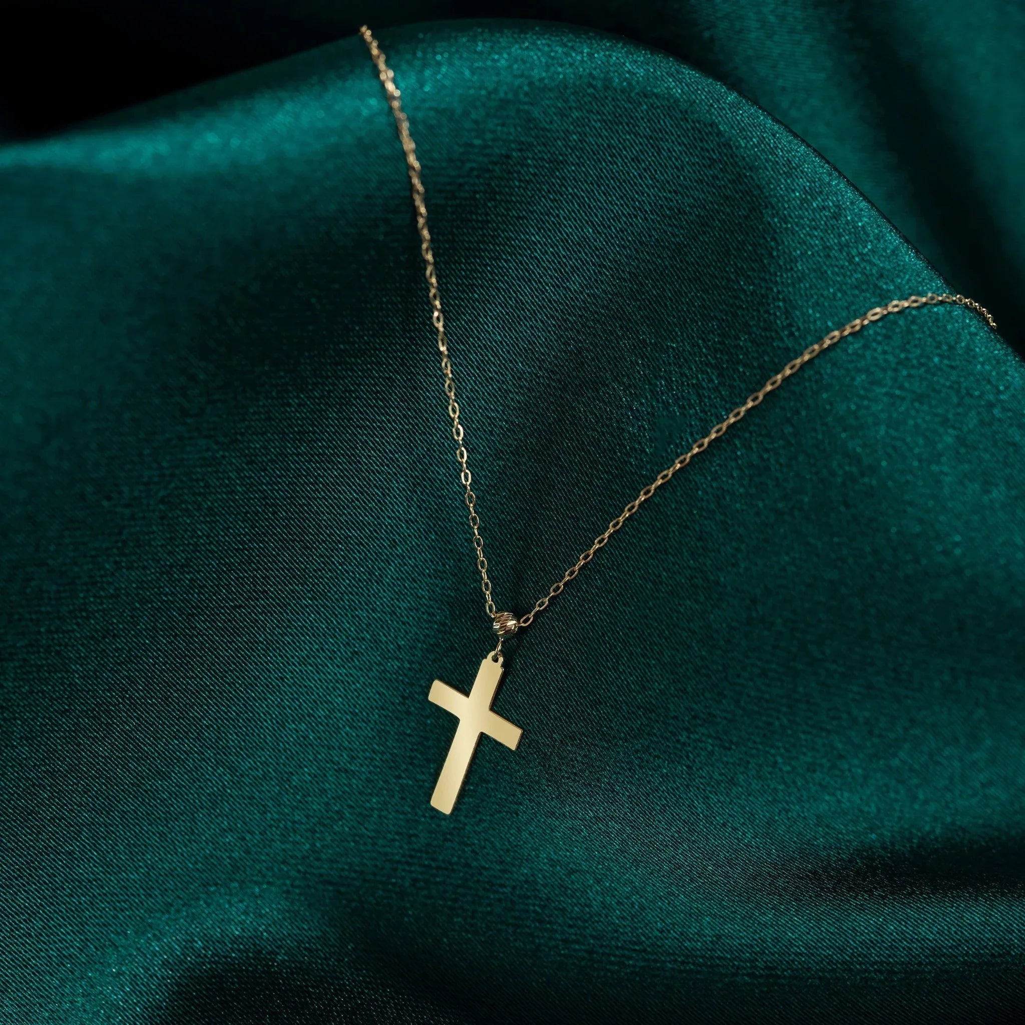 14K Gold Classic Cross Pendant Necklace - Minimalist Religious Pendant - 8